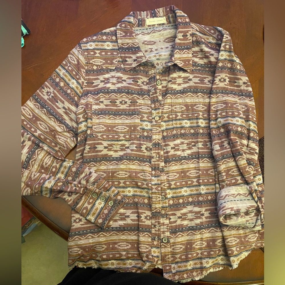 Gilded Intent western print longsleeve button up blouse Soft woven,not printed